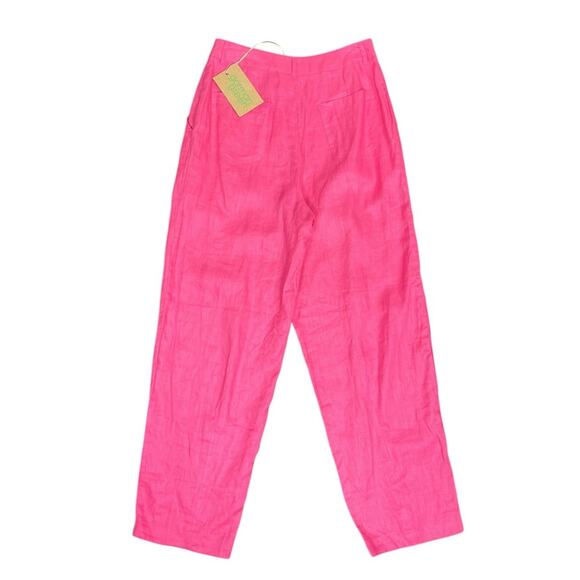 Gormon Women's 8 Pink August Linen Pleated Straight Lagenlook Artsy Pants NWT - Picture 2 of 7